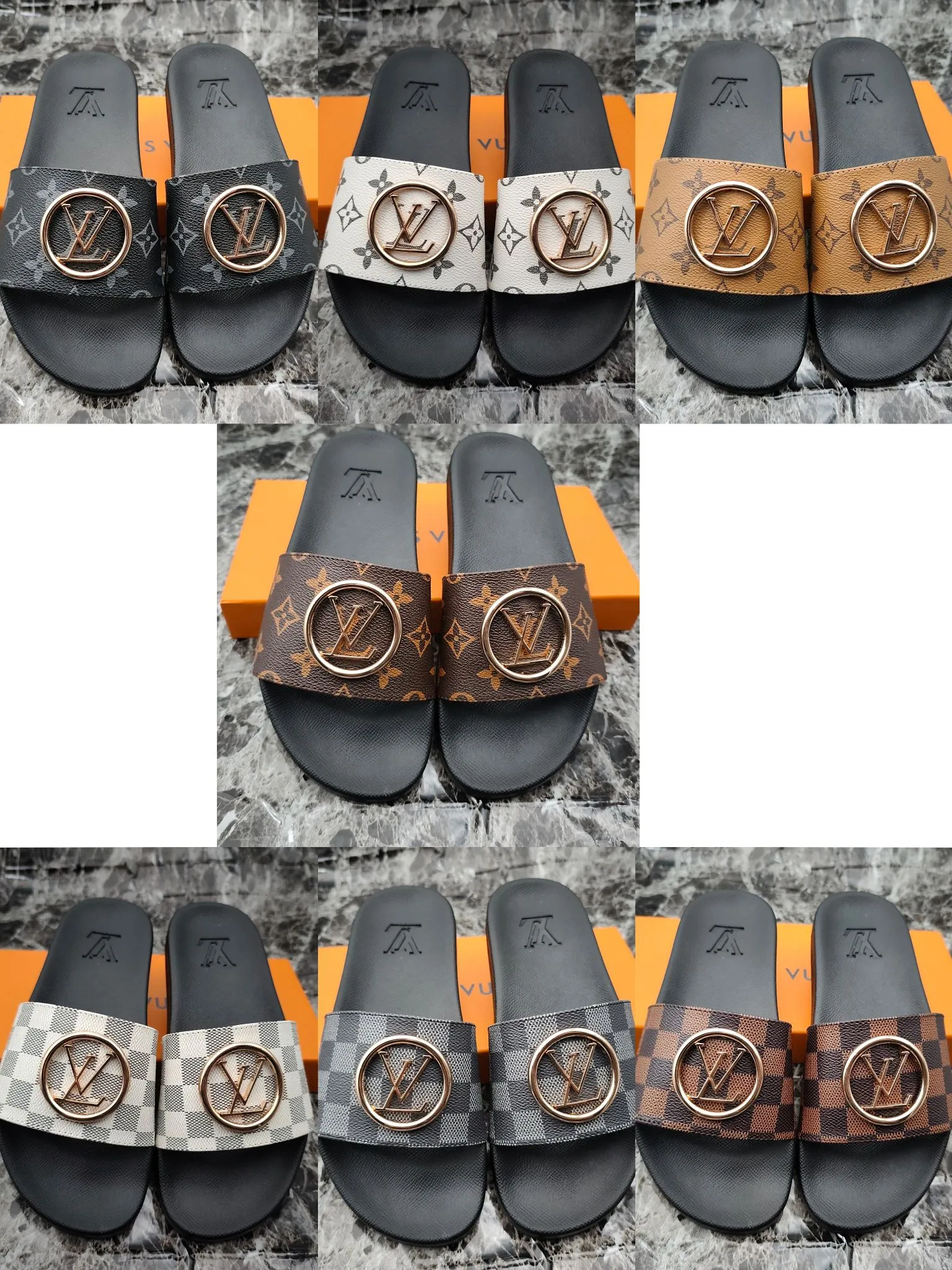 👟👟Ex-factory price 280👟👟 (available all year round) same style for men and women, size 35--48. Couple style🎗Louis Vuitton "LV" slippers, a much-anticipated one, so beautiful that it will melt your hearts❤! It is simply a masterpiece of extraordinary craftsmanship. It is a must-have for everyone. It is made by open mold. It feels Q-bounce and super soft on the feet. It is super delicate on the feet. It is an exclusive model. There are many layouts, so there is always one you like🎉🎉
